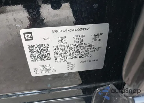 2024 Buick Envista Sport Touring Fwd из США, поврежденный, VIN KL47LBE24RB024020